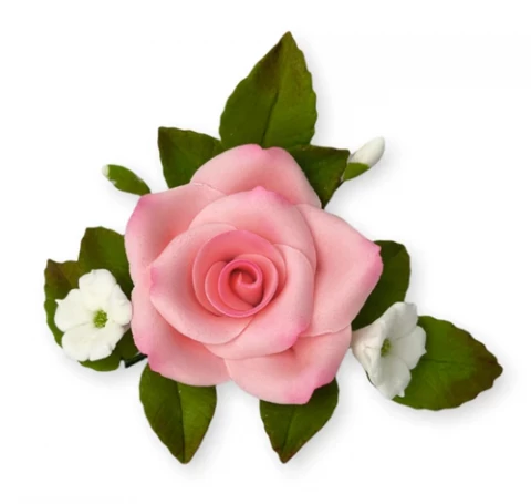 Сахарное украшение Роза розовая с колокольчиками