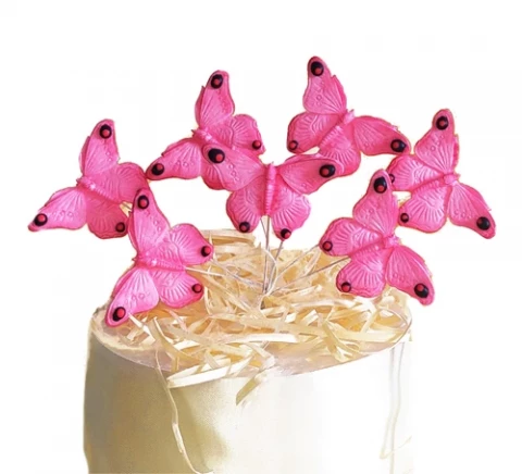 Набор сахарных топперов Бабочки розовые