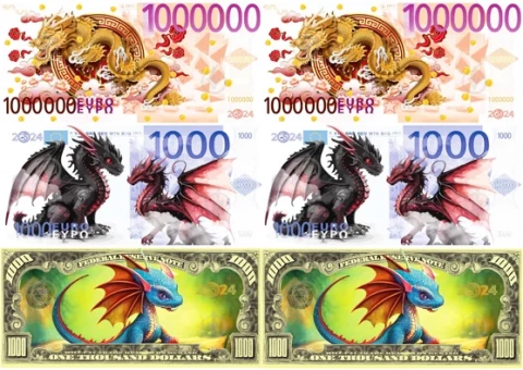 Вафельная картинка Деньги Драконы