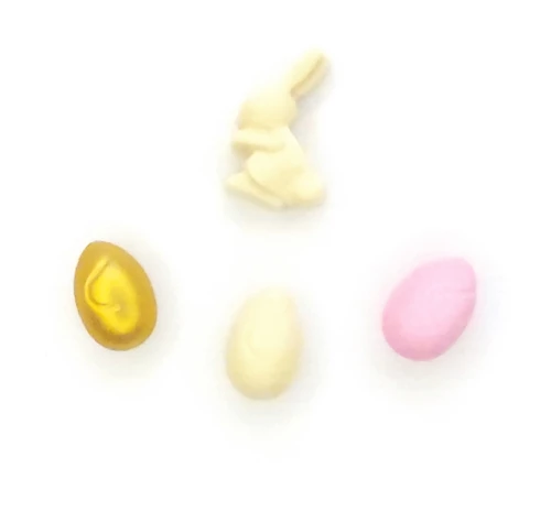 Шоколадний декор “Пасхальний зайчик з яєчками” бежевий
