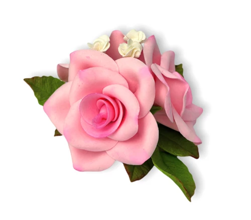 Цукрова прикраса Букет троянд 3шт рожеві