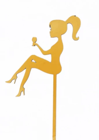 Топпер девушка с бокалом ДВП золото