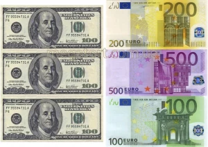 Вафельна картинка "Долари-євро №1"