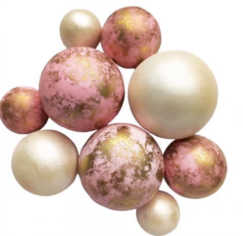 Шоколадні сфери Білий перламутр і рожевий мармур (9шт)