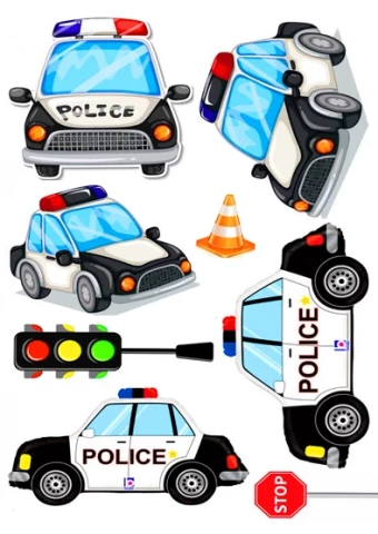 Вафельная картинка для топперов и пряников Полицейские машины