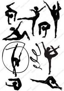 Вафельная картинка для топперов и пряников Силуэты гимнастика