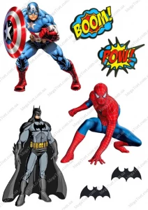 Вафельная картинка для топперов и пряников Супергерои