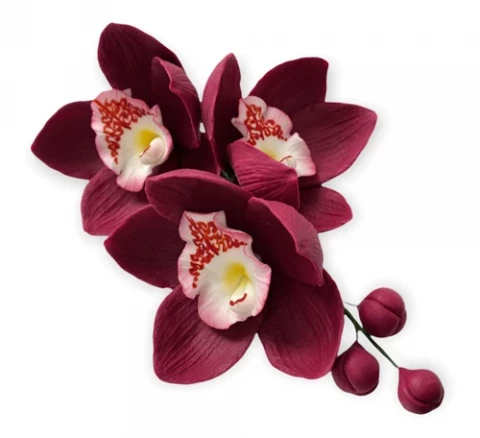 Сахарное украшение Веточка орхидеи бордовая