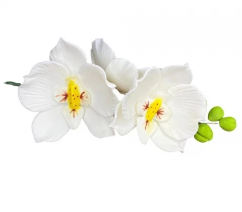 Сахарное украшение Веточка орхидеи белая премиум