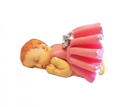 Сахарное украшение Малыш девочка розовое платье
