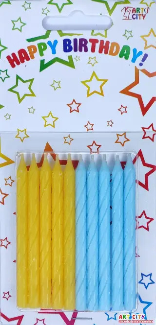 Набір свічок для торта Жовто-блакитні 10шт