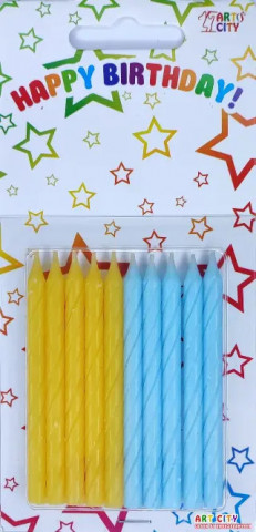Набір свічок для торта Жовто-блакитні 10шт