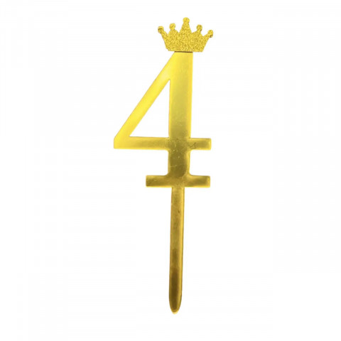 Зеркальный топпер цифра 4 золото