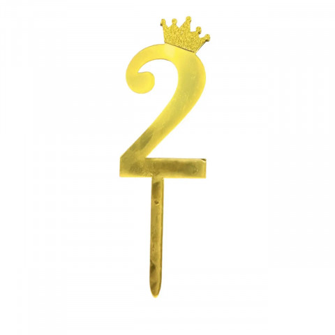 Дзеркальний топер цифра 2 золото