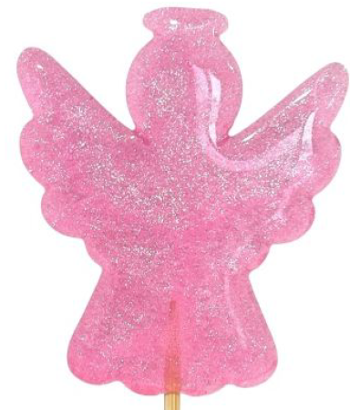 Леденец из изомальта Ангел розовый прозрачный с блеском