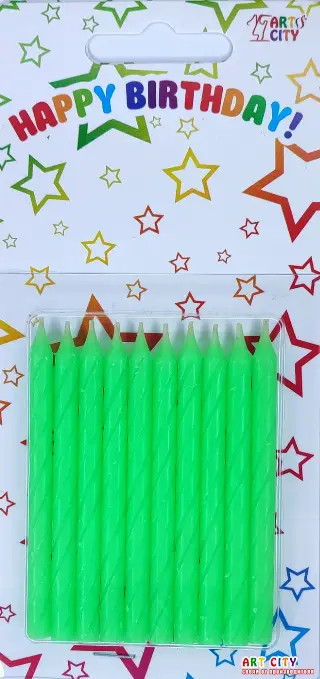 Набір свічок для торта салатові 10шт