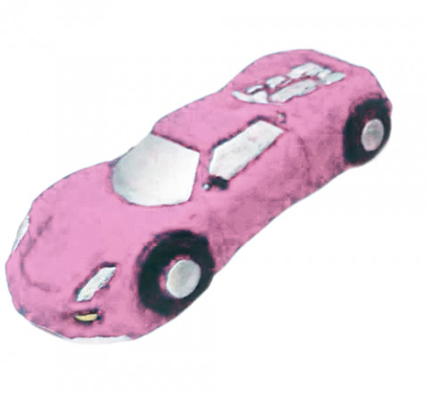 Сахарное украшение машина розовая