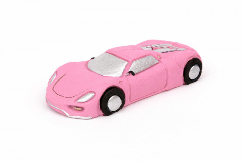 Сахарное украшение машина розовая