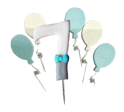 Набор сахарных топперов цифра 7 голубой