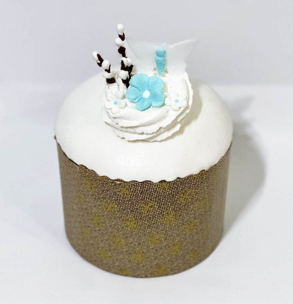 Цукрова прикраса "Гніздечко з метеликом біле"