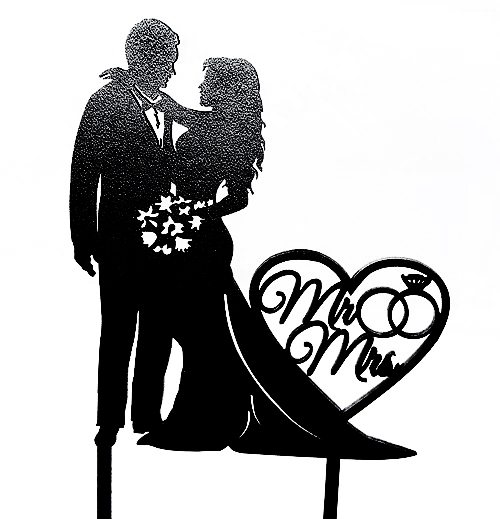 Топпер "Молодожены" ДВП черный