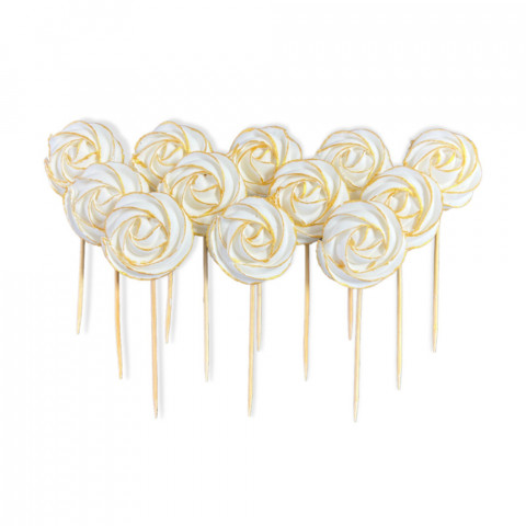 Безе (меренга) на палочке белое с золотым контуром (1шт)