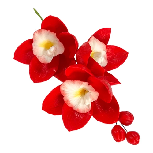 Цукрова прикраса Гілочка орхідеї червона