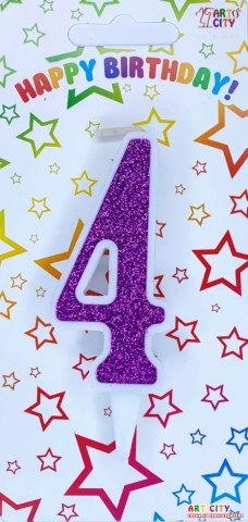 Свічка для торта цифра "4" фіолетова