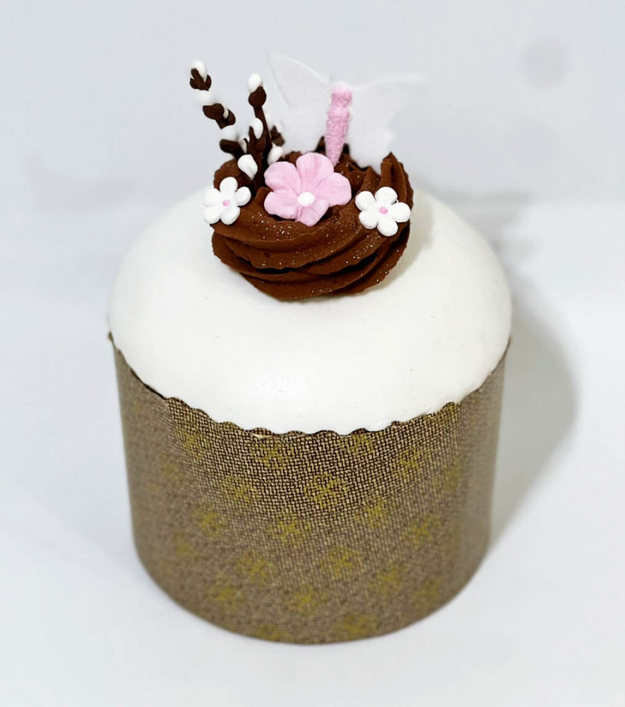 Цукрова прикраса "Гніздечко з метеликом коричневе"