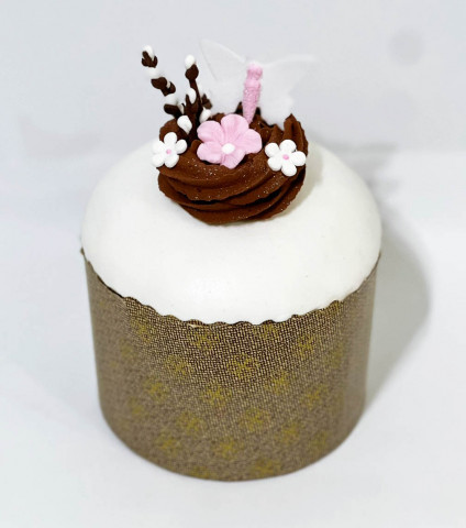 Цукрова прикраса "Гніздечко з метеликом коричневе"