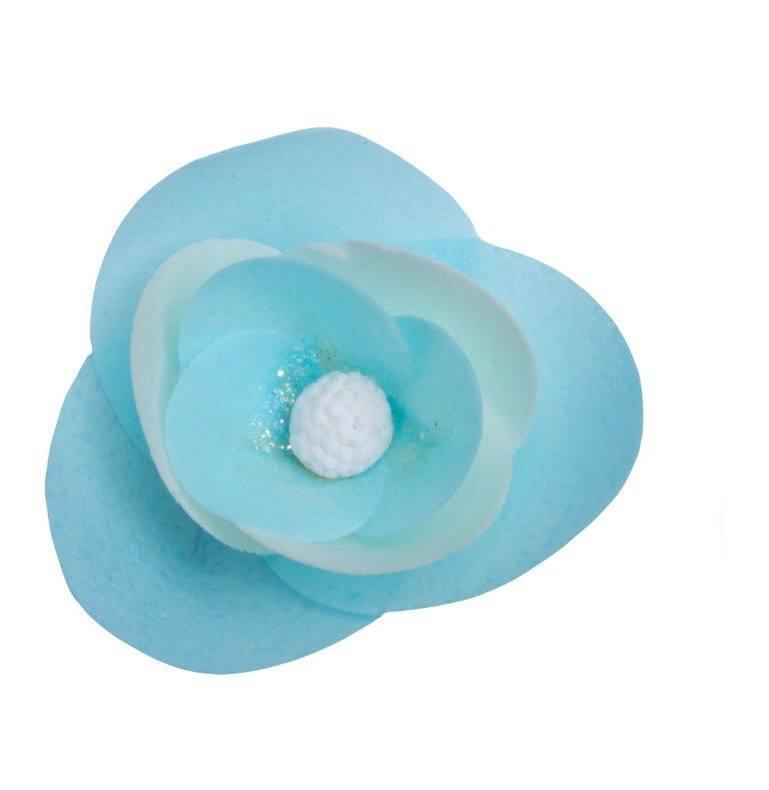 Вафельный цветок Мальва желто-голубая d-6см