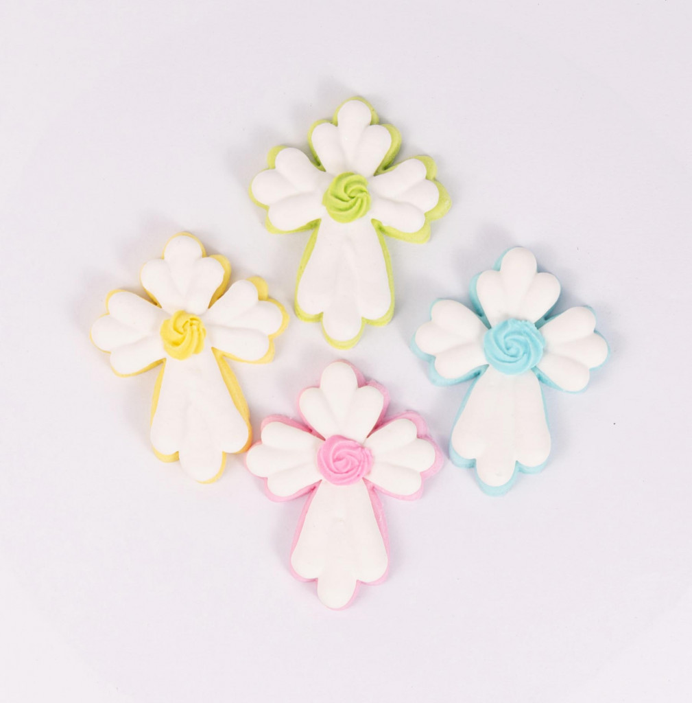 Сахарное украшение Крестик пасхальный ЖЕЛТЫЙ