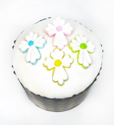 Сахарное украшение Крестик пасхальный ЖЕЛТЫЙ