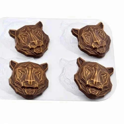 Пластиковая форма для шоколада "Тигр" 4шт