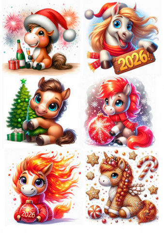 Вафельная картинка для пряников Праздничные лошадки