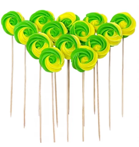 Безе (меренга) на паличці жовто-зелене (1шт)