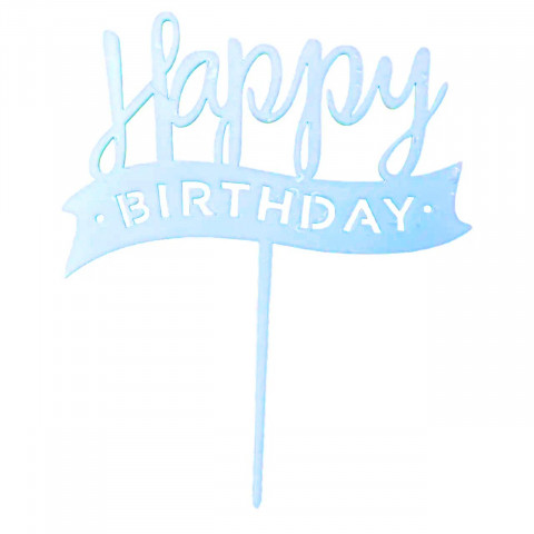 Топпер "Happy Birthday лента" голубой