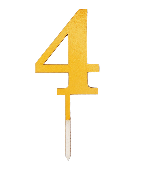 Топпер цифра "4" золото ДВП