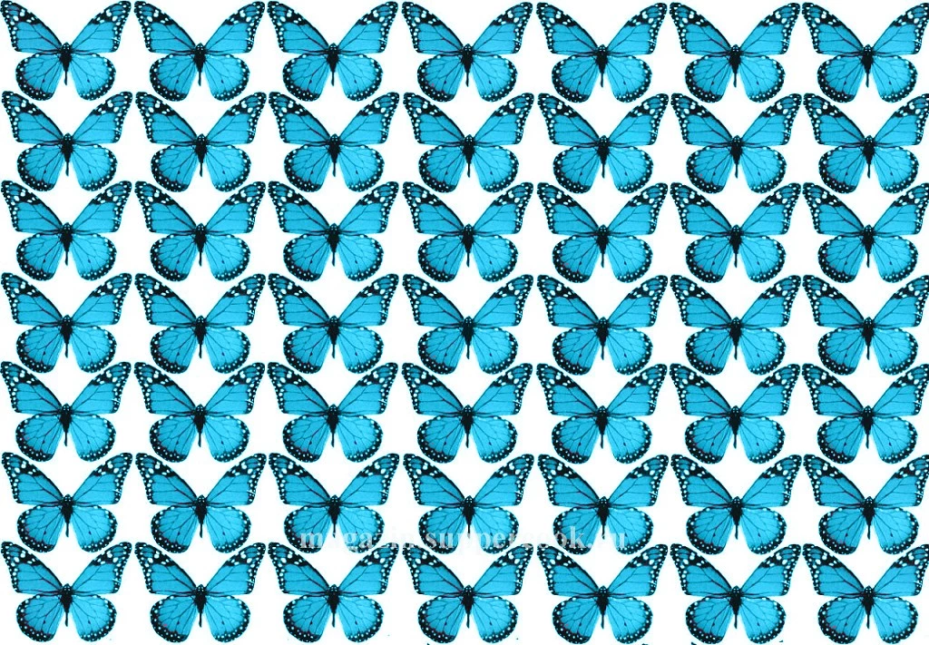 Вафельная картинка "Бабочки голубые  №3"