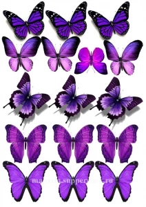 Вафельная картинка "Бабочки лавандовые №13"