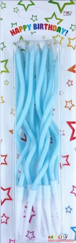 Набір свічок для торта завиті блакитніі 12шт