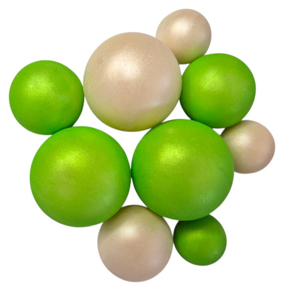 Шоколадні сфери Салатовий блиск / біла перлина (9шт)