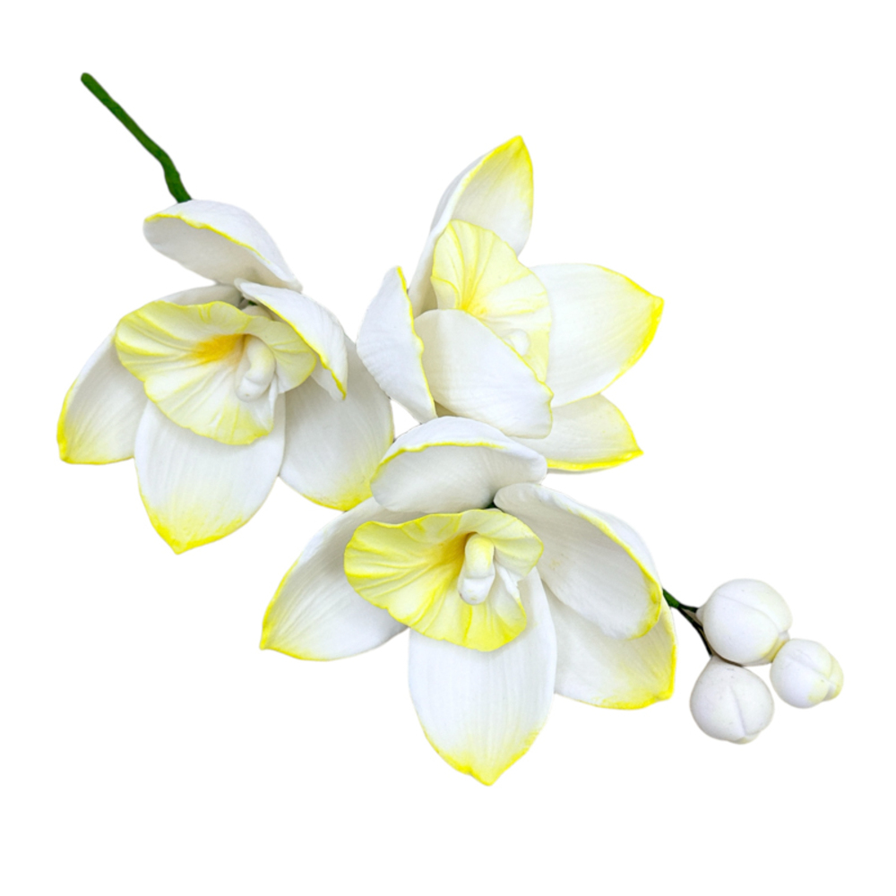 Сахарное украшение Веточка орхидеи тонированная лимон