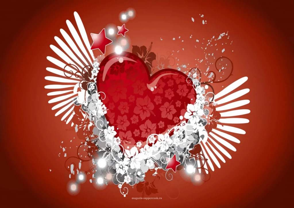 Вафельная картинка "Сердце с крыльями"
