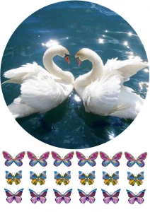 Вафельная картинка "Пара лебедей"