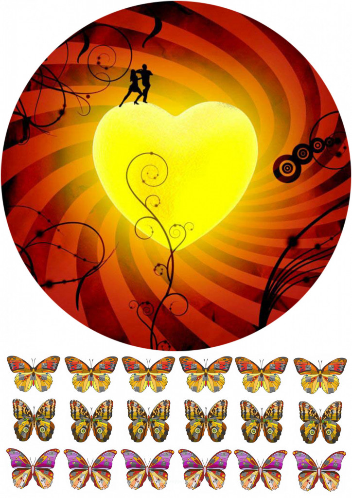 Вафельная картинка "Огненное сердце"