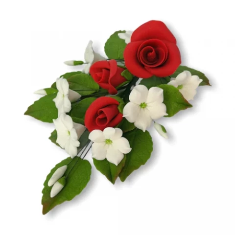 Цукрова прикраса букет з червоними трояндочками