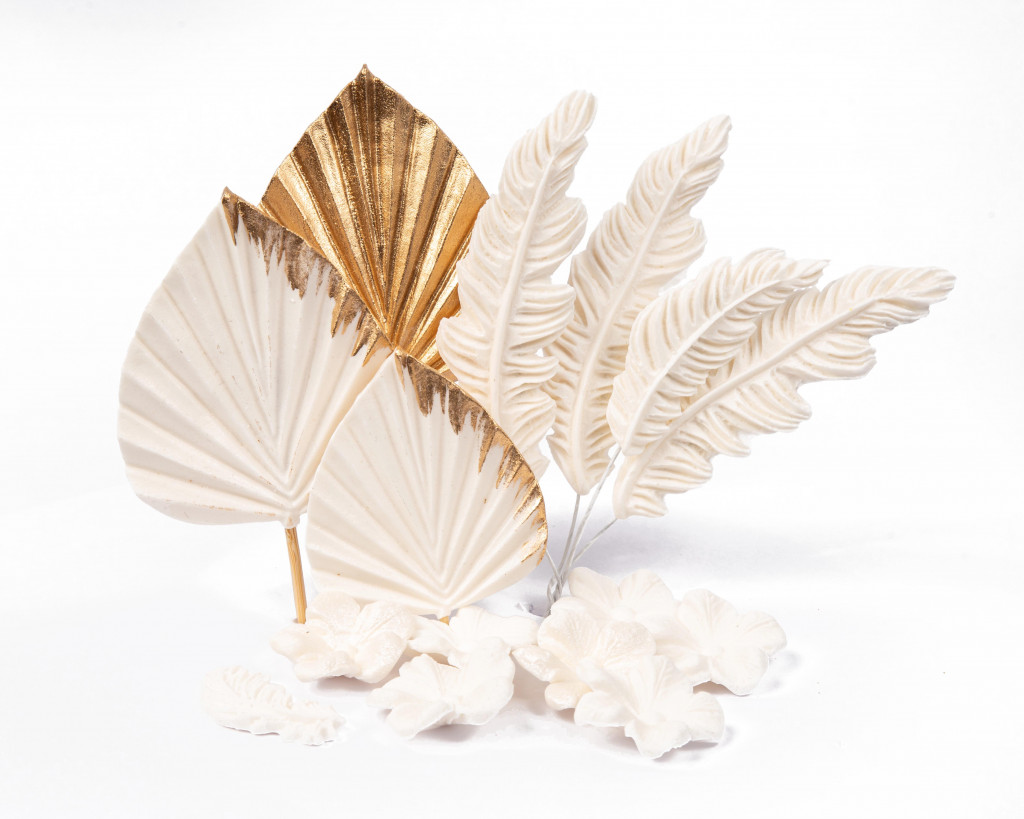 Набор сахарных топперов Фантазия белая в золоте