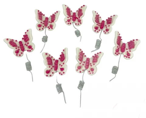 Набор сахарных топперов Бабочки бело-розовые