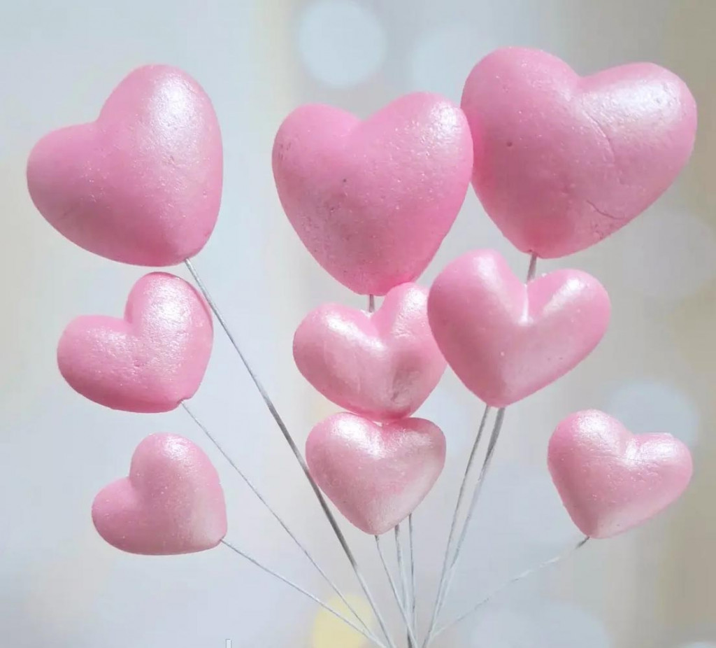 Набір цукрових топерів Сердечка рожеві